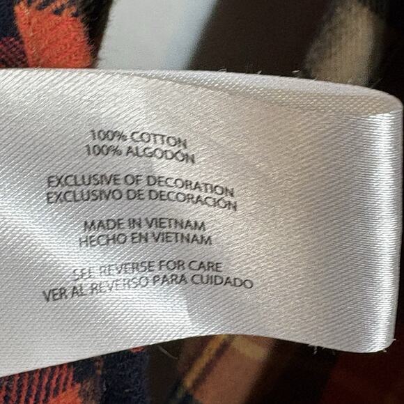 Eddie Bauer Mens Flannel Shirt XXL Orange Bristol Harvest Plaid Button Up Cotton - Picture 13 of 14